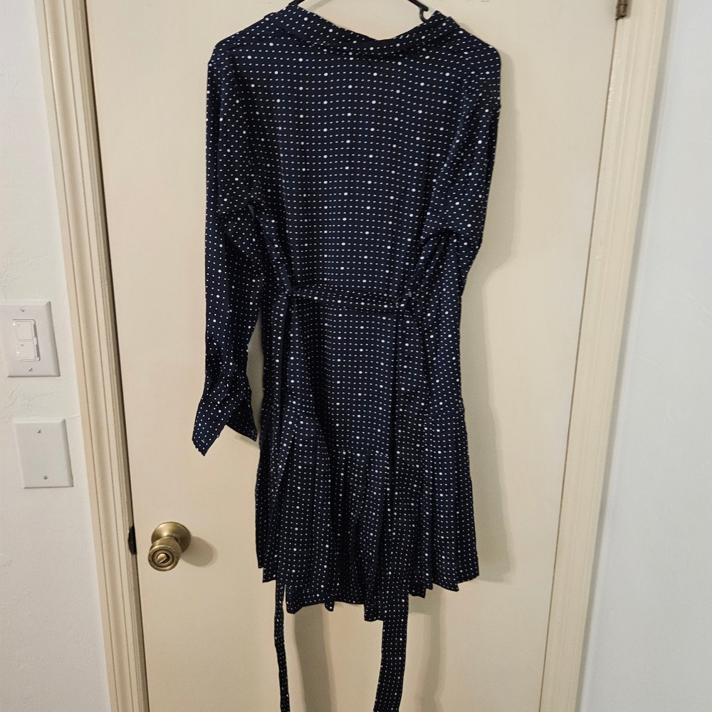 FREE ASSEMBLY Darkest Navy Polka Dot Pleated Shirt Dress Size S - Picture 5 of 7